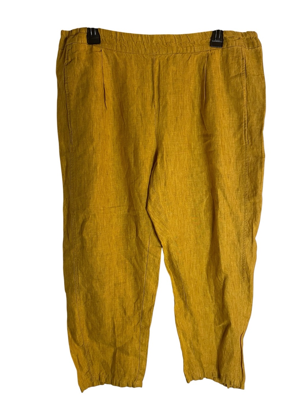 Eileen Fisher Mustard Yellow Linen-Blend Relaxed Chinos Size Petite Large